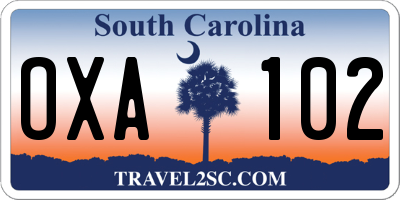 SC license plate OXA102