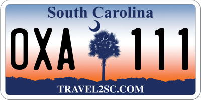 SC license plate OXA111