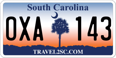 SC license plate OXA143