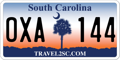 SC license plate OXA144