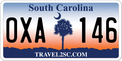 SC license plate OXA146