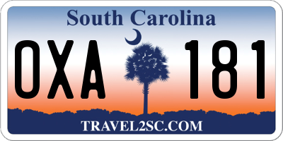 SC license plate OXA181