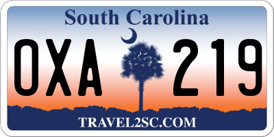 SC license plate OXA219