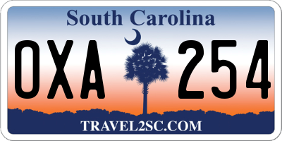 SC license plate OXA254