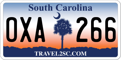 SC license plate OXA266