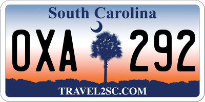 SC license plate OXA292