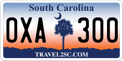 SC license plate OXA300