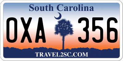 SC license plate OXA356