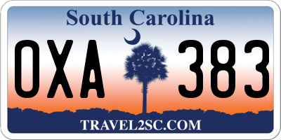 SC license plate OXA383