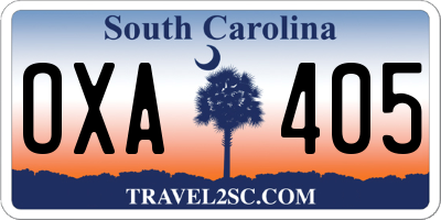 SC license plate OXA405