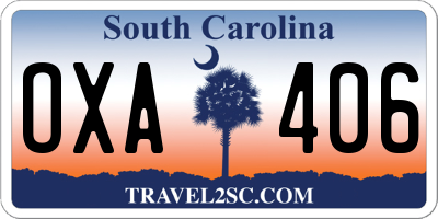 SC license plate OXA406