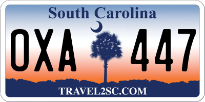 SC license plate OXA447