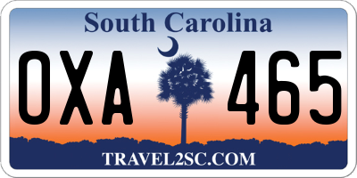 SC license plate OXA465