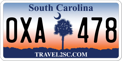 SC license plate OXA478