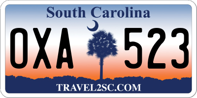 SC license plate OXA523