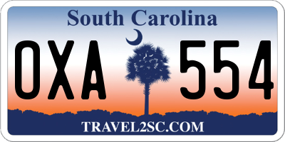SC license plate OXA554