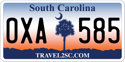 SC license plate OXA585