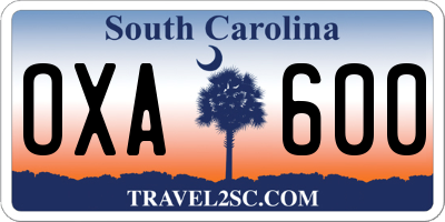 SC license plate OXA600