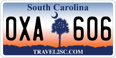SC license plate OXA606