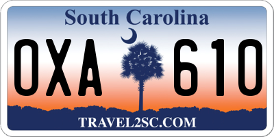 SC license plate OXA610
