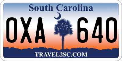 SC license plate OXA640