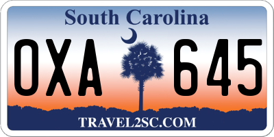 SC license plate OXA645