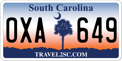 SC license plate OXA649