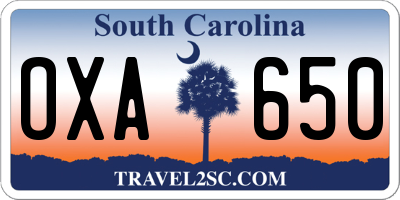 SC license plate OXA650