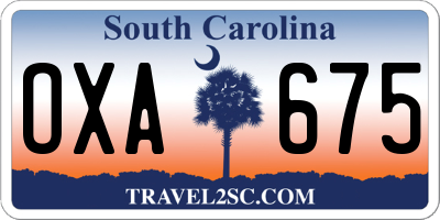 SC license plate OXA675