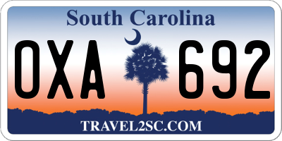 SC license plate OXA692