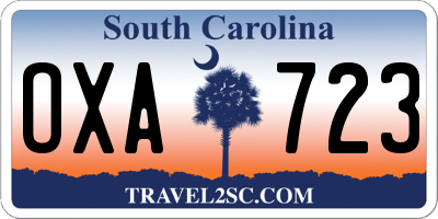 SC license plate OXA723