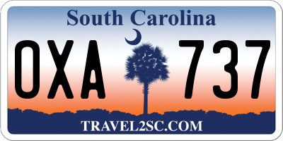 SC license plate OXA737