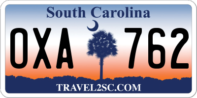 SC license plate OXA762