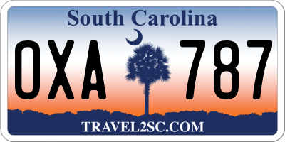 SC license plate OXA787