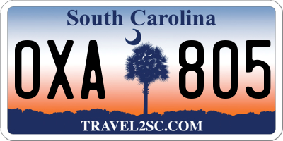 SC license plate OXA805