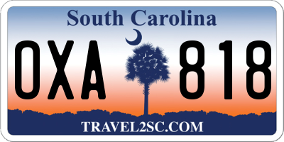 SC license plate OXA818