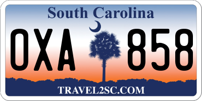 SC license plate OXA858