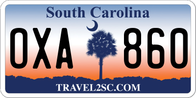 SC license plate OXA860