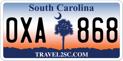SC license plate OXA868