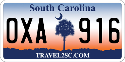 SC license plate OXA916
