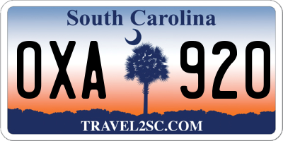 SC license plate OXA920