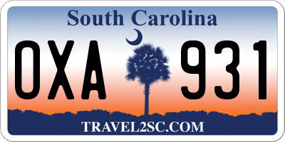 SC license plate OXA931