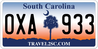 SC license plate OXA933