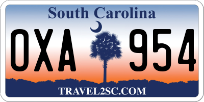 SC license plate OXA954