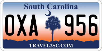SC license plate OXA956