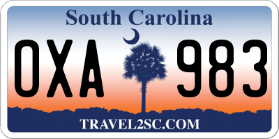 SC license plate OXA983