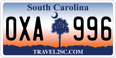 SC license plate OXA996