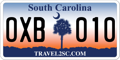 SC license plate OXB010