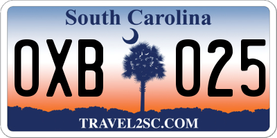 SC license plate OXB025