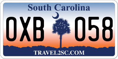 SC license plate OXB058